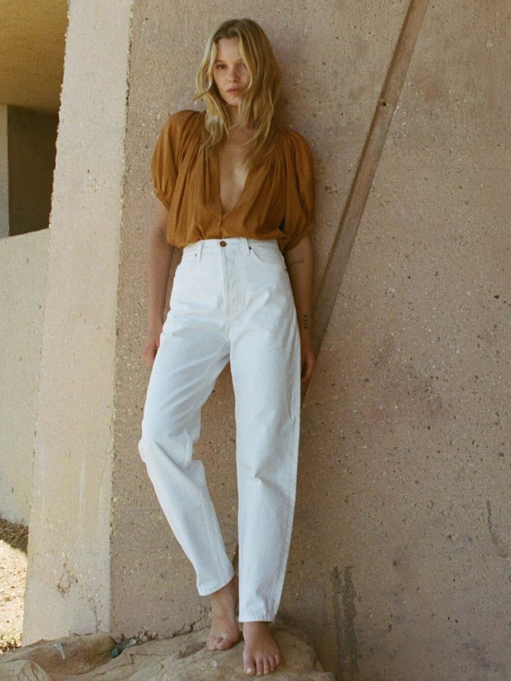 Doen June Blouse in Foxtail Size Medium Brown Orange - Picture 12 of 14